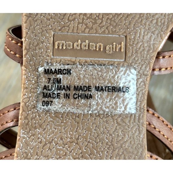 Madden Girl Brown Gladiator Sandals Size 7.5 Crisscross Tie Design - Picture 7 of 8